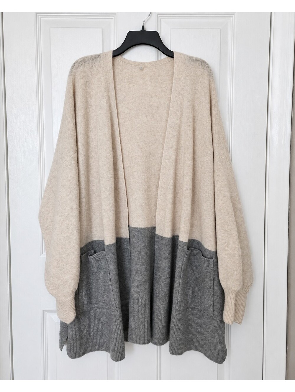 Madewell Cozy Two-Tone Open Front Cardigan with Pockets - Picture 3 of 9